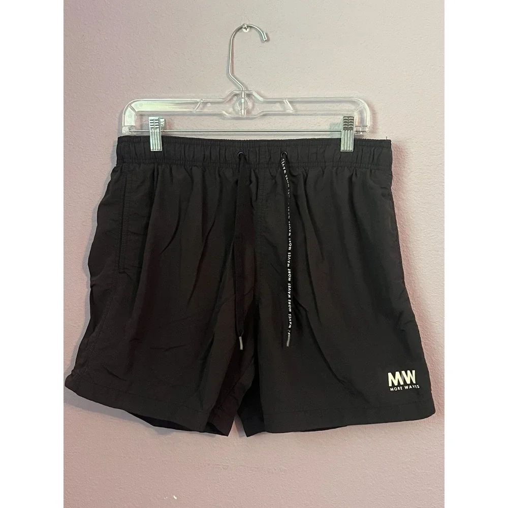 H&M Mens Swim More Waves Black Shorts Size Medium